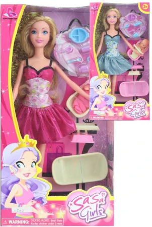Panenka 30cm set trendy maminka s miminkem a doplňky 2 druhy plast Panenka 30cm set trendy maminka s miminkem a doplňky 2 druhy plast