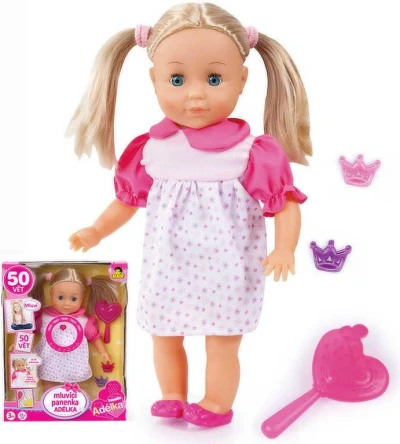 Panenka Adélka 32cm mluví česky 50 vět na baterie set s doplňky v krabici Zvuk CZ Panenka Adélka 32cm mluví česky 50 vět na baterie set s doplňky v krabici Zvuk CZ