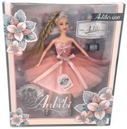 Panenka Anbibi růžové šaty dlouhé vlasy s copy set s doplňky