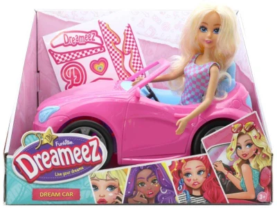 Panenka Dreameez 29cm herní set a autem růžový kabriolet plast