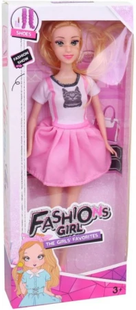 Panenka fashion 29cm letní růžové krátké šaty s kočičkou v krabici Panenka fashion 29cm letní růžové krátké šaty s kočičkou v krabici
