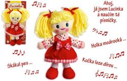 Panenka Lucinka soft látková hadrová zpívá mluví česky textilní na baterie Zvuk CZ