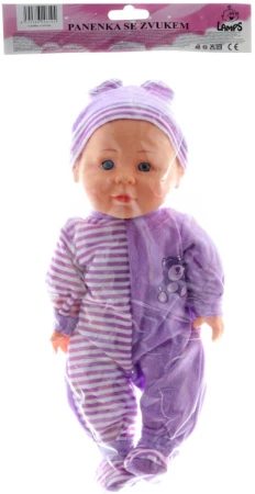 Panenka miminko 30cm fialový obleček na baterie Zvuk