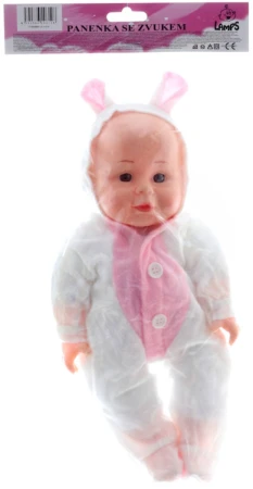 Panenka miminko 30cm růžovo-bílý obleček na baterie Zvuk