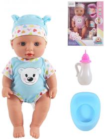 Panenka miminko 30cm set s doplňky pije čůrá na baterie Zvuk 2 barvy Panenka miminko 30cm set s doplňky pije čůrá na baterie Zvuk 2 barvy