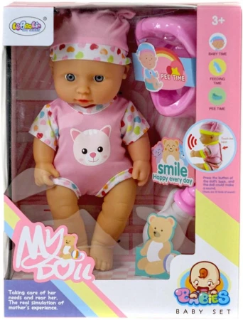 Panenka miminko 30cm set s doplňky pije čůrá na baterie Zvuk 2 barvy