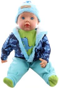 Panenka miminko velké kluk 50cm zimní modrý obleček s čepicí