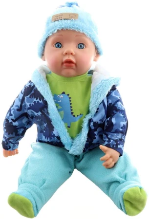 Panenka miminko velké kluk 50cm zimní modrý obleček s čepicí Panenka miminko velké kluk 50cm zimní modrý obleček s čepicí