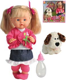 Panenka Nena 36cm mluví čůrá 50 slov set s pejskem a lahvičkou na baterie CZ Zvuk Panenka Nena 36cm mluví čůrá 50 slov set s pejskem a lahvičkou na baterie CZ Zvuk