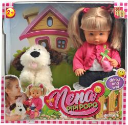 Panenka Nena 36cm mluví čůrá 50 slov set s pejskem a lahvičkou na baterie CZ Zvuk