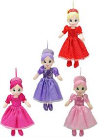 Panenka textilní látková princezna hadrová 35cm s poutkem 4 barvy