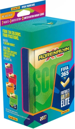 PANINI FIFA 365 2027 Adrenalyn XL sběratelské karty 46ks plechovka 4 barvy