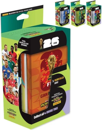 PANINI FIFA World Cup 2026 sběratelské karty 64ks plechová krabička 4 druhy PANINI FIFA World Cup 2026 sběratelské karty 64ks plechová krabička 4 druhy