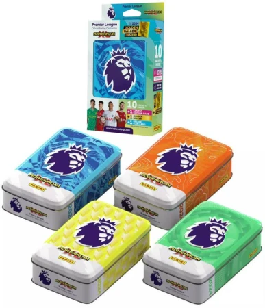 PANINI PREMIER LEAGUE 23/24 Zberateľské karty Adrenalyn XL 10x booster plechovka PANINI PREMIER LEAGUE 23/24 Zberateľské karty Adrenalyn XL 10x booster plechovka