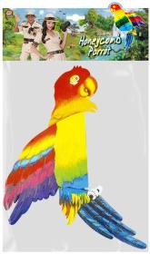 Papoušek voštinová dekorace rozložitelná 38cm karton