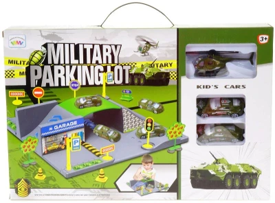 Parkoviště vojenský herní army set se 2 auty a vrtulníkem s doplňky Parkoviště vojenský herní army set se 2 auty a vrtulníkem s doplňky
