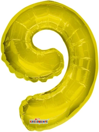 Party balonek nafukovací 35cm Číslice 9 zlatý malý foliový plnění vzduchem Party balonek nafukovací 35cm Číslice 9 zlatý malý foliový plnění vzduchem