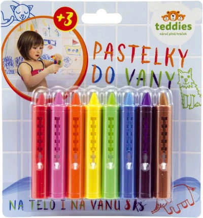 Pastelky omyvatelné do vany set 8 barev do vody na kartě Pastelky omyvatelné do vany set 8 barev do vody na kartě