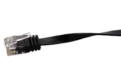 Patch kabel UTP cat 6, 20m plochý - černý