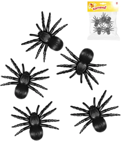 Pavouk černý 11cm zvířátko set 5ks Halloween dekorace Pavouk černý 11cm zvířátko set 5ks Halloween dekorace