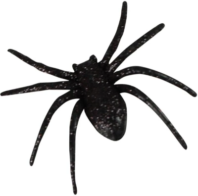 Pavouk černý třpytivý 6cm halloween dekorace set 8ks na kartě