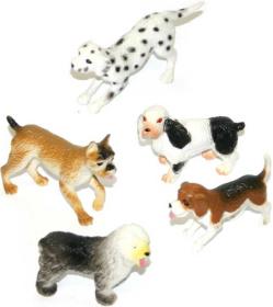 Pejsek větší sada 5ks plastové zvířátko 5-8cm v sáčku Pejsek větší sada 5ks plastové zvířátko 5-8cm v sáčku