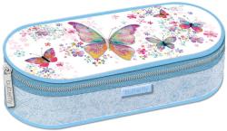 Penál oválný Motýlci 22x10cm dětské školní pouzdro s rozvrhem hodin