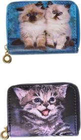 Peněženka dětská kočky 12x9cm na zip 6 druhů v sáčku
