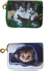 Peněženka dětská kočky 12x9cm na zip 6 druhů v sáčku