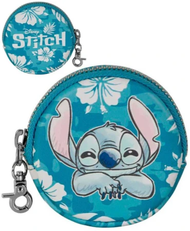 Peněženka dětská Stitch kapesní kulatá na zip s karabinkou Peněženka dětská Stitch kapesní kulatá na zip s karabinkou