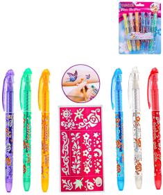 Pera gelová tetovací kreativní set 6 barev se šablonami