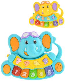 Pianko baby sloník 17cm na baterie 2 barvy pro miminko Světlo Zvuk plast