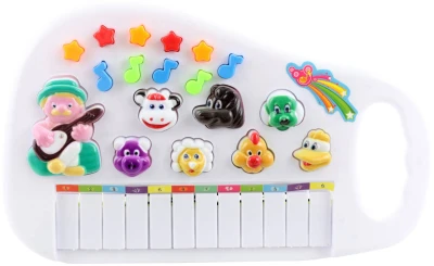 Piánko zvířátka baby keyboard se zvuky zvířátek a melodiemi na baterie Zvuk