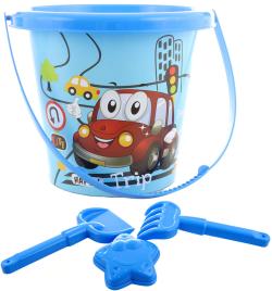 Pískový set kyblík 15cm s formičkou a 2 nástroji Auto sada na písek 4ks