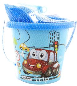 Pískový set kyblík 15cm s formičkou a 2 nástroji Auto sada na písek 4ks