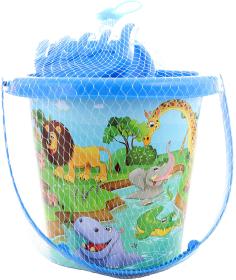 Pískový set kyblík 15cm s formičkou a 2 nástroji Safari sada na písek 4ks