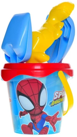 Pieskový set Spiderman vedierko transparentné so sitkom a 2 nástrojmi Pieskový set Spiderman vedierko transparentné so sitkom a 2 nástrojmi