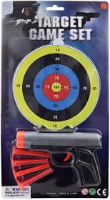 Pistole dětská 15cm set se soft náboji s přísavkou a terčem