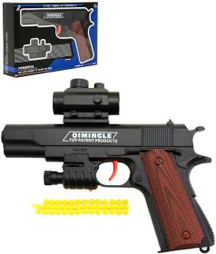 Pistole dětská 20cm na měkké kuličky set se soft náboji na baterie Světlo