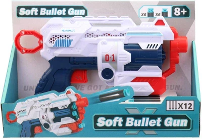 Pistole dětská plastová set blaster + náboje soft pěnové / na přísavku 12ks Pistole dětská plastová set blaster + náboje soft pěnové / na přísavku 12ks