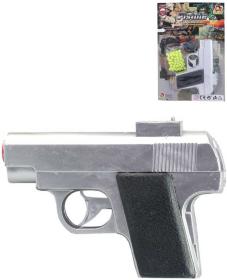 Pistole na kuličky stříbrná 13cm policejní kuličkovka set s náboji plast Pistole na kuličky stříbrná 13cm policejní kuličkovka set s náboji plast