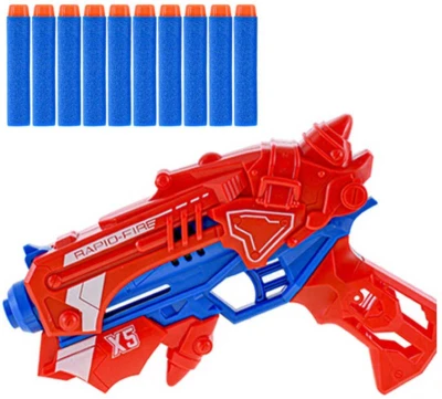 Pistole na natažení 23cm set se soft pěnovými náboji 10ks a terčem plast Pistole na natažení 23cm set se soft pěnovými náboji 10ks a terčem plast