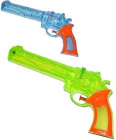Pistolka dětská vodní barevná stříkací 28cm western transparentní 2 barvy Pistolka dětská vodní barevná stříkací 28cm western transparentní 2 barvy
