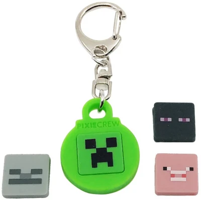 PIXIE CREW MINECRAFT Klíčenka zelená + 4 multipixely silikon