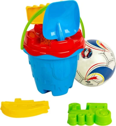 PL Sada na piesok vedierko zámok set s loptou a nástrojmi plast PL Sada na piesok vedierko zámok set s loptou a nástrojmi plast