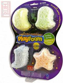 PlayFoam pěnová kuličková modelína set 4 barvy svítí ve tmě fosforeskuje