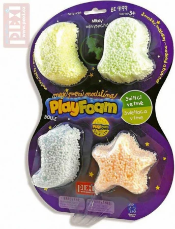PlayFoam pěnová kuličková modelína set 4 barvy svítí ve tmě fosforeskuje PlayFoam pěnová kuličková modelína set 4 barvy svítí ve tmě fosforeskuje