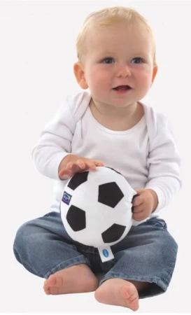 PLAYGRO PLYŠ Můj první fotbalový baby míč textilní s rolničkou pro miminko