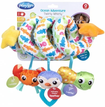 PLAYGRO Spirála baby textilní se zvířátky na kočárek pro miminko