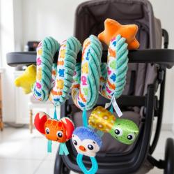 PLAYGRO Spirála baby textilní se zvířátky na kočárek pro miminko